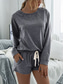 cheap Women’s Short Sets-Women&#039;s Fashion Streetwear Daily Shorts Sets Long Sleeve Crew Neck Plain Drawstring Casual Daily Black Pink Royal Blue Summer Loose Fit