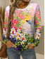 cheap Floral tee-Women&#039;s T Shirt Floral Graphic Bird Vintage Stylish Classic Long Sleeve Crew Neck Round Neck Regular Tops Daily Weekend Print Yellow Red Blue Purple Green Summer Spring Fall