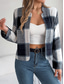 cheap Print Coats-Women&#039;s Casual Jacket Comfortable Breathable Print Casual Plaid Vacation Street Daily Wear Going out Open Front Short Stand Collar Regular Fit Long Sleeve Outerwear Navy Red Green Summer Spring