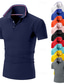 preiswerte Klassisches Poloshirt für Herren-Herren Golfshirt Piqué-Poloshirt Lässig Geschäft Gerippter Polokragen Kurzarm Mode Basic Einfarbig Knöpfe Sommer Frühling &amp; Herbst Normale Passform Schwarz Rosa Gelb Marinenblau Orange Golfshirt