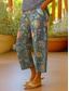 cheap Straight-Leg Pants-Women&#039;s Chinos Shorts Cropped Pants Elegant Vacation Vintage Ankle-Length High Waist Floral Graphic Striped Layered Inelastic Outdoor Street Daily Lake blue Blue Summer Spring Regular Fit