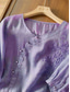economico Camicie-Per donna Camicia Blusa Camicie di cotone e lino Tinta unica Elegante Casual Manica 3/4 Girocollo Top Regolari Quotidiano Ricamato Bottoni Giallo Rosso Viola Verde Estate Primavera