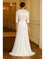 cheap Sheath Evening Dresses-A-Line Floor Length Prom Dresses Evening Gown Ball Gown Formal Dress Elegant Vintage High Split 3/4 Length Sleeve Lapel Wedding Formal Sequined with Glitter Slit