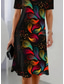 baratos Arte &amp; Design Vestidos-Vestido Midi Elegante de Festa para Mulheres Decote Redondo Manga Curta Vestido Shift Vestido em A Vestido Casual Boho Ajuste Regular Diário Gráfico Floral Ombre Preto Verão Primavera Outono