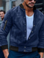 ieftine Jachete din suede fals-Bărbați Jacheta de Bombardier Sacou Geaca de piele intoarsa Vacanță Zilnic Cald Buzunar Toamnă Iarnă Simplu Modă Clasic Guler de stand Regulat Negru Roșu-aprins Bleumarin Maro Trifoi Jachete