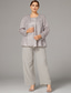 voordelige Broekpakken van mama-Broek 3-delig pak Tot de grond Moeder van de bruid jurk Mouwloos Ronde hals Elegant Bruiloft gast Chiffon Kant Wrap inbegrepen met Pailletten