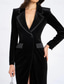 preiswerte Smokingkleider-Damen Smokingkleid Schlauchkleid Formell Hochzeitsgast Samt Elegant Langarm Knöchellänge Gekerbtes Revers