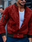 ieftine Jachete din suede fals-Bărbați Jacheta de Bombardier Sacou Geaca de piele intoarsa Vacanță Zilnic Cald Buzunar Toamnă Iarnă Simplu Modă Clasic Guler de stand Regulat Negru Roșu-aprins Bleumarin Maro Trifoi Jachete