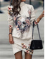cheap Skull &amp; Bone Dress-Women&#039;s Sweatshirt Dress Skulls Print Mini Dress Wrap Dress Party Boho Semi Formal Formal Outdoor Home Floral Graphic Skull Long Sleeve Turtleneck Black Apricot Spring Fall Winter