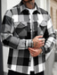 cheap Casual Jackets-Men's Lightweight Jacket Shirt Jacket Casual Jacket Shacket Vacation Daily Breathable Pocket Spring Fall Plaid Fashion Classic Lapel Regular Black Jacket