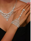 voordelige Dames ketting-Kristallen bruidssieradenset voor dames - elegante ketting, armband, ring en oorbellen met strass voor bruiloften, gala's en formele gelegenheden