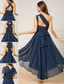 baratos Casamento Casual / Durante o Dia-Vestidos de convidada de casamento A-line vestido elegante festa formal de casamento comprimento de chá sem mangas um ombro convidada de casamento de outono chiffon com franzido
