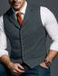 cheap Men's Waistcoat-Men Tweed Vest Waistcoat Daily Vacation Wedding Formal Fashion Classic Spring Fall Pocket Buttons Tweed Polyester Comfortable Plain Herringbone Single Breasted V Neck Lapel Slim Fit Blue Black