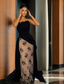 ieftine Rochii de seară pentru bal-Trompetă  Sirenă Mătura Trenă Rochii de seara Rochie de bal cu fustă lungă Rochie formală Elegant strălucitoare Stil Vedetă Fără manșon Bateau Petrecere în grădină Nuntă Dantelă Catifea cu Volane