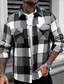 cheap Casual Jackets-Men's Lightweight Jacket Shirt Jacket Casual Jacket Shacket Vacation Daily Breathable Pocket Spring Fall Plaid Fashion Classic Lapel Regular Black Jacket