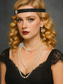 abordables Collier pour femme-Ensemble collier et boucles d'oreilles en perles pour femme des années 1920 - bijoux en perles synthétiques à trois couches avec broche en strass, accessoires de style flapper Gatsby vintage pour