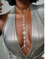 cheap Wedding Accessories-Women's Silver Diamond-Shaped Rhinestone Body Chain - Glamorous Plunging Neckline Jewelry for Evening Parties, Clubwear, Weddings and Special Occasions