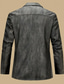 cheap Men's Classic Blazers-Men's Faux Leather Jacket Faux Leather Blazer Biker Jacket Vacation Daily Windproof Warm Pocket Spring Fall Plain Fashion Classic Lapel Regular Faux Leather Black Coffee Jacket