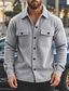 ieftine Jachete casual-Bărbați Jachetă cămașă Sacou Vacanță Zilnic Cald Buzunar Toamnă Iarnă Simplu Modă Clasic Rever Regulat Negru Roșu Vin Albastru regal Kaki Gri Deschis Jachete