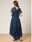 baratos Casamento Casual / Durante o Dia-Vestidos de convidada de casamento A-line vestido elegante festa formal de casamento comprimento de chá sem mangas um ombro convidada de casamento de outono chiffon com franzido