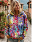 cheap Floral Tops-Women&#039;s 3D Print Vintage Boho Hoodie Patchwork Hoodie Sweatshirt Floral Pullover Sweatshirt Oversized Warm Active Hooded Street Dailywear Patchwork Black White Yellow Dark Pink Spring Fall Winter