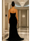 ieftine Rochii de seară pentru bal-Trompetă  Sirenă Mătura Trenă Rochii de seara Rochie de bal cu fustă lungă Rochie formală Elegant strălucitoare Stil Vedetă Fără manșon Bateau Petrecere în grădină Nuntă Dantelă Catifea cu Volane