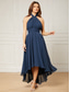 baratos Casamento Casual / Durante o Dia-Vestidos de convidada de casamento A-line vestido elegante festa formal de casamento comprimento de chá sem mangas um ombro convidada de casamento de outono chiffon com franzido