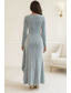 cheap Cocktail Dresses-Sheath Column Knee Length Cocktail Dresses Evening Gown Party Dresses Elegant Long Sleeve Crew Neck Formal Fall Velvet with Pleats Ruched