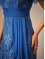 cheap Dress Sets-Women's Wedding Guest Jacket Dress Lace Dress Chiffon Dress Cocktail Dresses Formal Dresses Cardigan Ruched Long Sleeve Cocktail Party Blue Spring Summer Fall