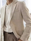 olcso Férfi Klasszikus Blézerek-Férfi Vászonblézer Blézer Üzleti Koktélparty Menyegző Divat Alkalmi Tavasz Ősz 30% vászon 60% poliészter Sima Zseb Gombok Kényelmes Egysoros Sportkabát Sötétkék Bézs
