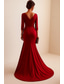 ieftine Rochii de seară sirenă-Trompetă  Sirenă Coloană Teacă Lungime Podea Rochii de bal Rochii de seara Rochie De Bal Rochie formală Elegant Epocă Lungime Manșon 3/4 În V Nuntă Oficial Satin Satin întins V Înapoi cu Volane