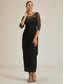economico Abiti da festa-Per donna Abito maxi Tubino Elegante Compleanno Formale Tinta unica Manica 3/4 Girocollo Nero