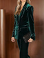 baratos Blazers e Coletes-Mulheres Blazer Casaco esportivo Formal Convidado do casamento Vintage Veludo Elegante Manga Longa Lapelas entalhadas Trespassado