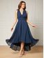 baratos Casamento Casual / Durante o Dia-Vestidos de convidada de casamento A-line vestido elegante festa formal de casamento comprimento de chá sem mangas um ombro convidada de casamento de outono chiffon com franzido