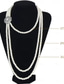 abordables Collier pour femme-Ensemble collier et boucles d'oreilles en perles pour femme des années 1920 - bijoux en perles synthétiques à trois couches avec broche en strass, accessoires de style flapper Gatsby vintage pour
