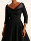 preiswerte Smokingkleider-Damen Smokingkleid A-Linie Formell Hochzeitsgast Stretchstoff Elegant Einfach Minimalistisch Dreiviertelarm Knielang V Ausschnitt Revers
