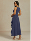 billiga Nyårsklänningar-Dam Maxiklänning Sheath Dress Plisserad klänning Volangkjol Elegant party Semiformella klänningar Bröllopsgäst Gradering Cocktailfest Volang Ensfärgat Ärmlös Rund hals Båthals Violett