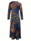 cheap Cocktail Dress-Women's Maxi Dress Shift Dress A Line Dress Casual Boho Daily Date Going out Regular Fit Floral Graphic Tie Dye Long Sleeve Crew Neck Blue Spring Fall Winter Autumn