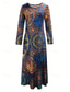 cheap Cocktail Dress-Women's Maxi Dress Shift Dress A Line Dress Casual Boho Daily Date Going out Regular Fit Floral Graphic Tie Dye Long Sleeve Crew Neck Blue Spring Fall Winter Autumn