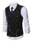 cheap Men's Waistcoat-Men's Vest Waistcoat Gilet Vacation Party Business Fashion Casual Spring Fall Buttons Polyester Comfortable Plain Double Breasted Lapel Regular Fit Black Navy Blue Coffee Vest