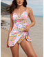 billige Swimdresses-Kvinners badetøy svømmedrakter 1-delt tankini badedrakt uten rygg magekontroll høyt liv slank ferie strandtøy grafisk V-hals ermene badedrakter