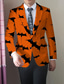 ieftine Îmbrăcăminte de Halloween-Sacou bărbați blazer festival stradal casual zilnic britanic toate anotimpurile 100% poliester bat imprimeu 3D nasturi confortabil sacou cu un singur nasture negru portocalie maron