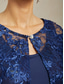 cheap Blazers &amp; Suits-Women's Jacket Blazer Lace Embroidered Sequin Illusion Lace Elegant Floral Formal Anniversary Party Wedding Guest Open Front Short Crewneck Regular Fit 3/4 Length Sleeve Outerwear Navy