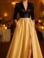 ieftine Rochii de smoking-Pentru femei Rochie de smoking Linia -A Oficial Invitat la nunta Kentucky Derby Satin Elegant Stil Vedetă Mânecă 3/4 plisată Lungime Podea