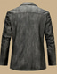 cheap Men's Classic Blazers-Men's Faux Leather Jacket Faux Leather Blazer Biker Jacket Vacation Daily Windproof Warm Pocket Spring Fall Plain Fashion Classic Lapel Regular Faux Leather Black Coffee Jacket