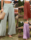 baratos Fundos Falsos Essenciais-Mulheres Linho de algodão sintético Calças Calça verão Calças de praia Férias Básico Casual Comprimento total Cintura Alta Tecido Perna larga Cintura elástica Macio Confortável Respirável Com Stretch