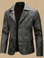cheap Men's Classic Blazers-Men's Faux Leather Jacket Faux Leather Blazer Biker Jacket Vacation Daily Windproof Warm Pocket Spring Fall Plain Fashion Classic Lapel Regular Faux Leather Black Coffee Jacket