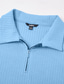 abordables Polo Classique pour Hommes-Homme Polo à fermeture éclair Texturé Vacances Occasionnel Revers Zip quart Manche Courte Mode Basique Uni A côtes Quart de zip Été Coupe Slim Bleu Ciel Blanche bleu marine Gris Polo à fermeture