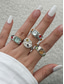 preiswerte Damenringe-Damen-Multiring-Set aus Silber mit bunten Edelsteinen, strukturierte Statement-Ringe für Partys und besondere Anlässe