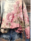 preiswerte Blumen-Hoodies-3D-Druck Vintage Boho Kapuzenpullover Damen Patchwork Kapuzenpullover Sweatshirt Floral Pullover Sweatshirt Vight Warm Aktiv Vintage Langarm Street Alltagskleidung Lässiger Patchwork Druck Pink